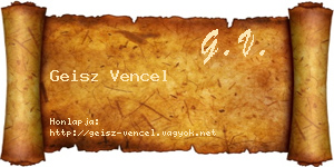 Geisz Vencel névjegykártya